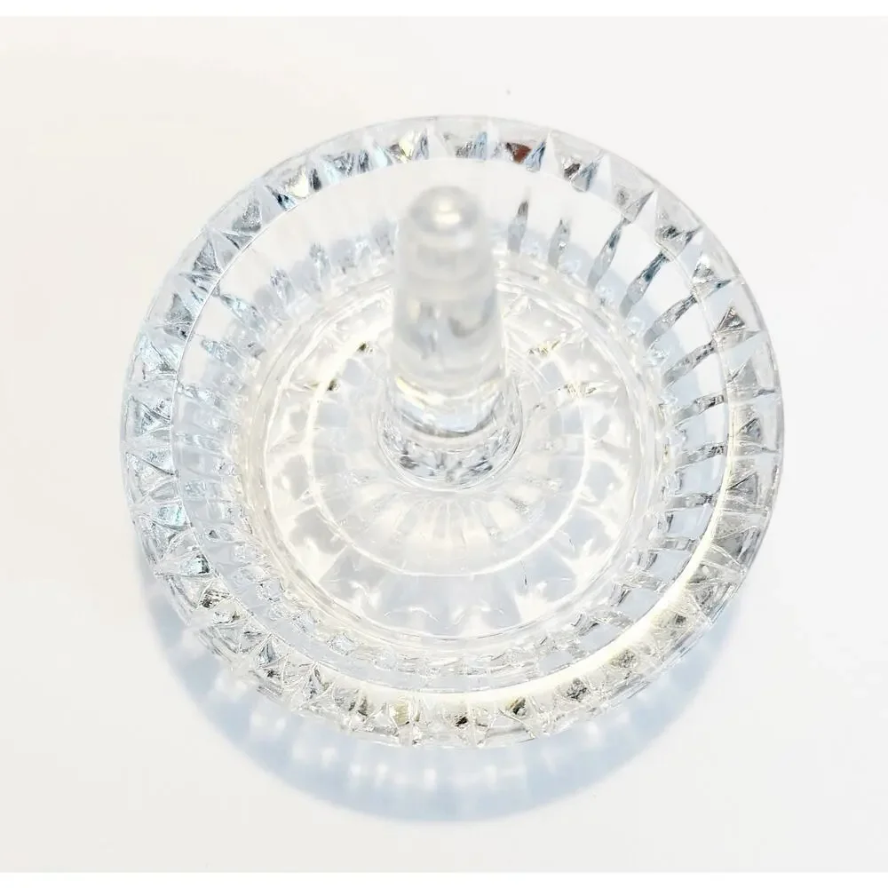 Vintage Mid Century MCM Cut Crystal Glass Ring Holder 3